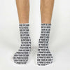 Custom printed photo socks created and designed by you we will digitally print on cotton crew socks.