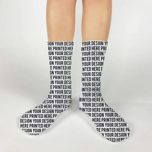Custom printed photo socks designed by you and created by your own style and design we will digitally print on cotton crew socks.