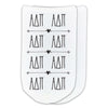 ADP sorority letters repeat boho custom printed on no show socks