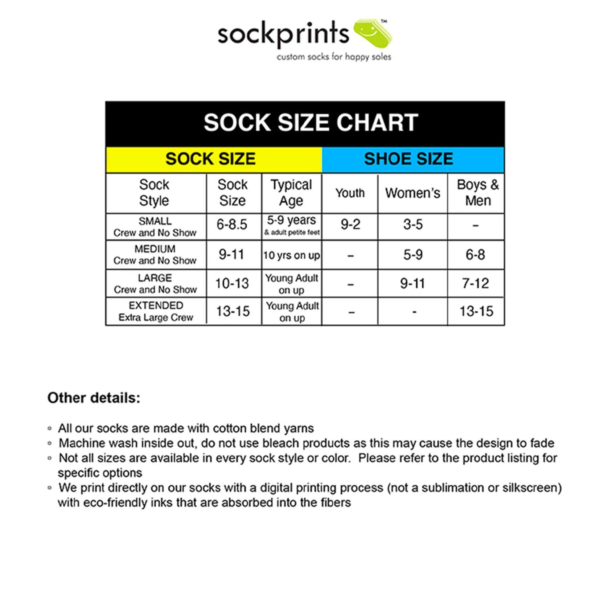 Sock sizing chart.