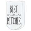Best bitches funny saying hearts design digitally printed on soft cotton no show socks.