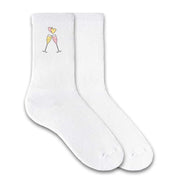Champagne flutes design custom printed on crew socks.