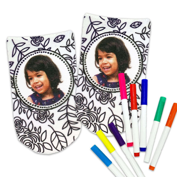 Color In Custom Photo Socks with Free Fabric Markers