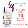Fabric markers included with custom color in photo socks.