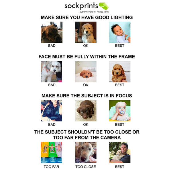 tips for sending  photos to be printed on the socks