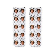 Funny photo face socks using your own photo we crop the face and print the design with your background selection to make the perfect socks to put a smile on your grandparents face!