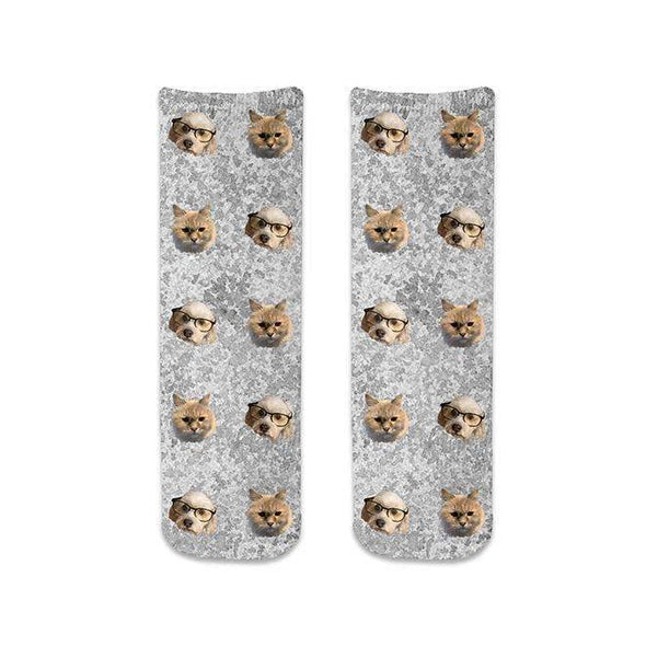 Cute photo face socks personalized using your own photo cropped into the design and printed with your background selection on cotton crew socks is the perfect gift for your best friend.