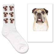Super cute photo face socks personalized using your own photos cropped into the design and digitally printed all over and both sides of white cotton crew socks is the perfect gift.
