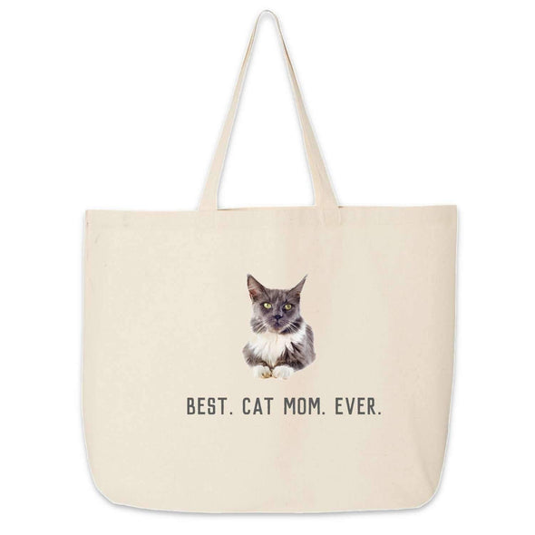 Custom Photo Canvas Tote Bag for the Cat Mom