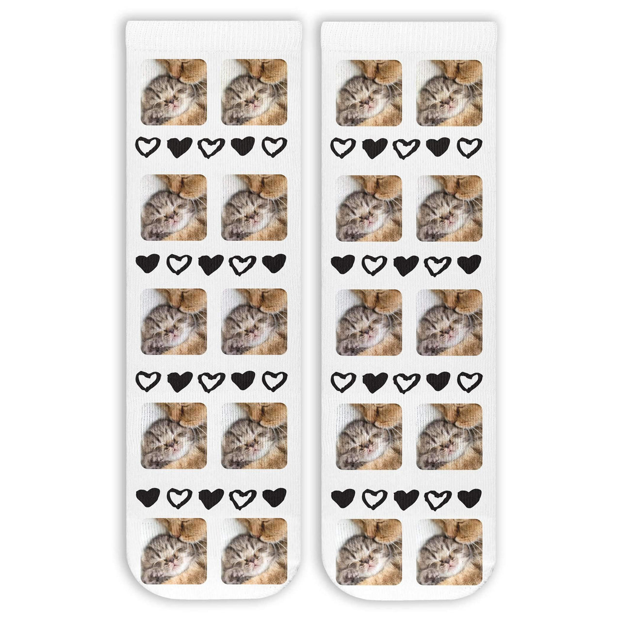 All Over Hearts and Faces Design on Unisex Short Crew Socks
