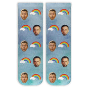 Cute all over rainbow print and your photo faces digitally printed on short cotton crew socks are the perfect gift for your loved one or wear at the pride festival!