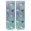 Cute rainbow designs with your personalized photo faces cropped into the design and digitally printed on cotton crew socks make the perfect gift for your little sister.