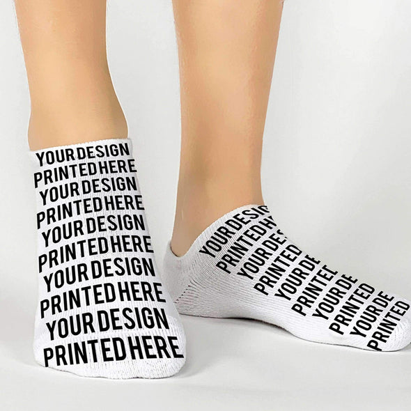 Custom printed baseball or softball sports photo custom printed on no show socks.