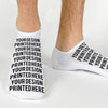 Custom printed baseball and softball photo socks printed on no show socks.