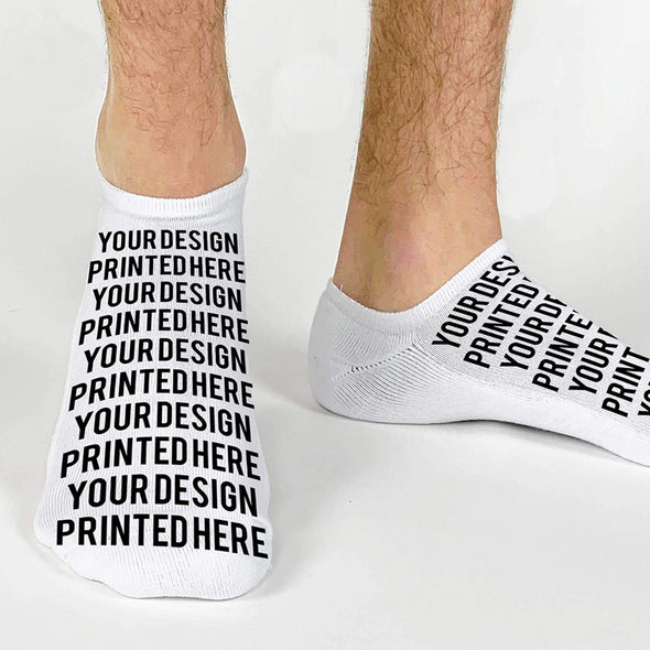 Custom printed baseball and softball photo socks printed on no show socks.