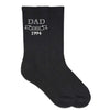 Personalized cotton crew socks for dad with the established date added to the design