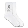 Delta Zeta sorority letters and name custom printed on white cotton crew socks
