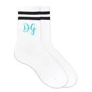 Delta Gamma custom printed on comfy cotton striped crew socks