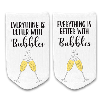 Everything is better with bubbles custom printed on no show socks.