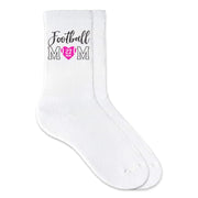 Football Mom custom printed on crew socks.