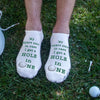 Fun personalized golf socks for men custom printed and sold as a three pair set in a gift box.