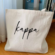 Kappa sorority nickname custom printed on canvas tote bag is the perfect college tote bag.