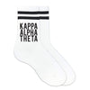 Kappa Alpha Theta sorority name custom printed on striped crew socks