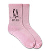 Kappa Delta sorority name and letters custom printed on pink cotton crew socks