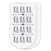 Kappa Delta sorority letters repeat boho design custom printed on no show socks