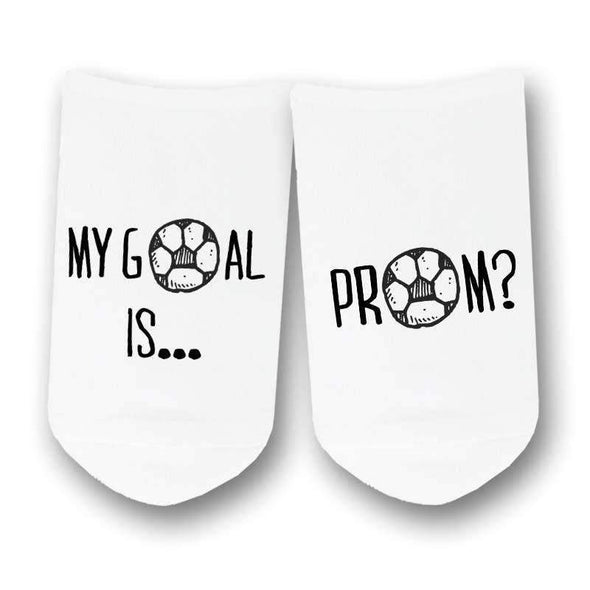 My goal is prom custom printed on no show socks.