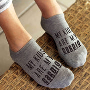 My kids are my cardio custom printed on no show socks.