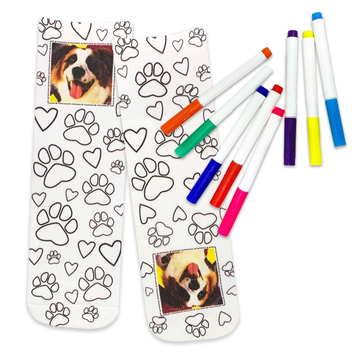 Pawsocks Fan Sign Personalized Color In Photo Socks with Paw Print Design