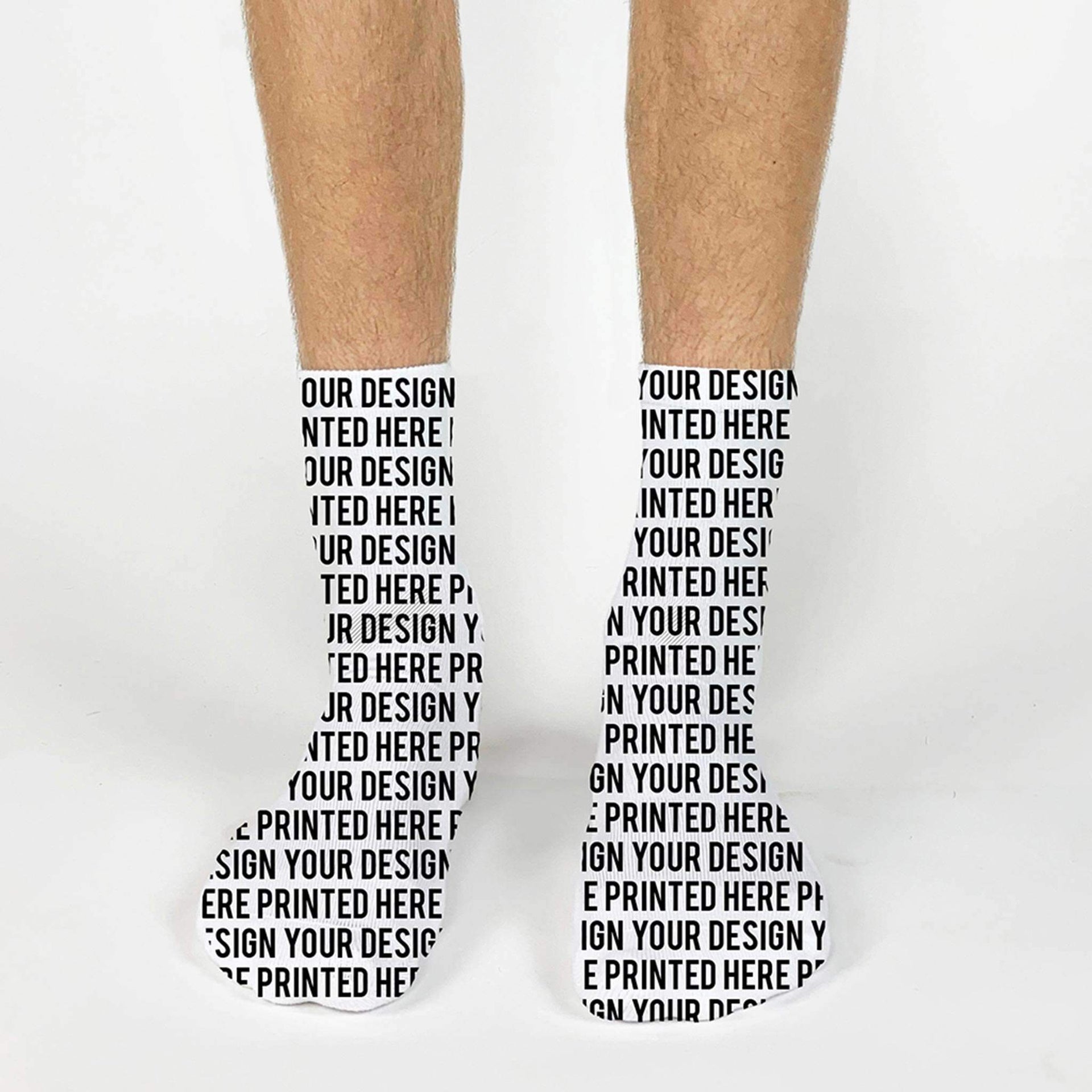 Digitally printed full print design custom printed on crew socks.