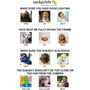 Personalized face socks with photos printed on cotton crew socks, better quality images will give a better quality print for your unique gift, how to take a good picture instructions.