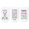 Custom printed no show golf socks sold in a three pair set for ladies.