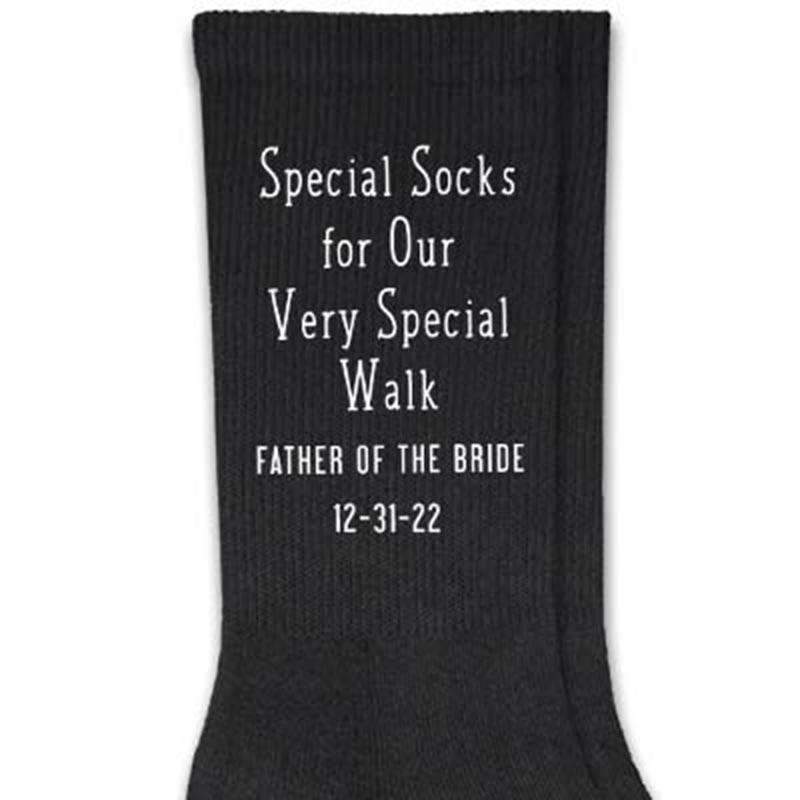 Special socks for the father of the bride custom printed with wedding date