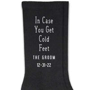Custom printed monogrammed wedding socks for the groom sold as a 3 pair set