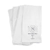Kitchen towel custom printed with a plate and monogram initial design.
