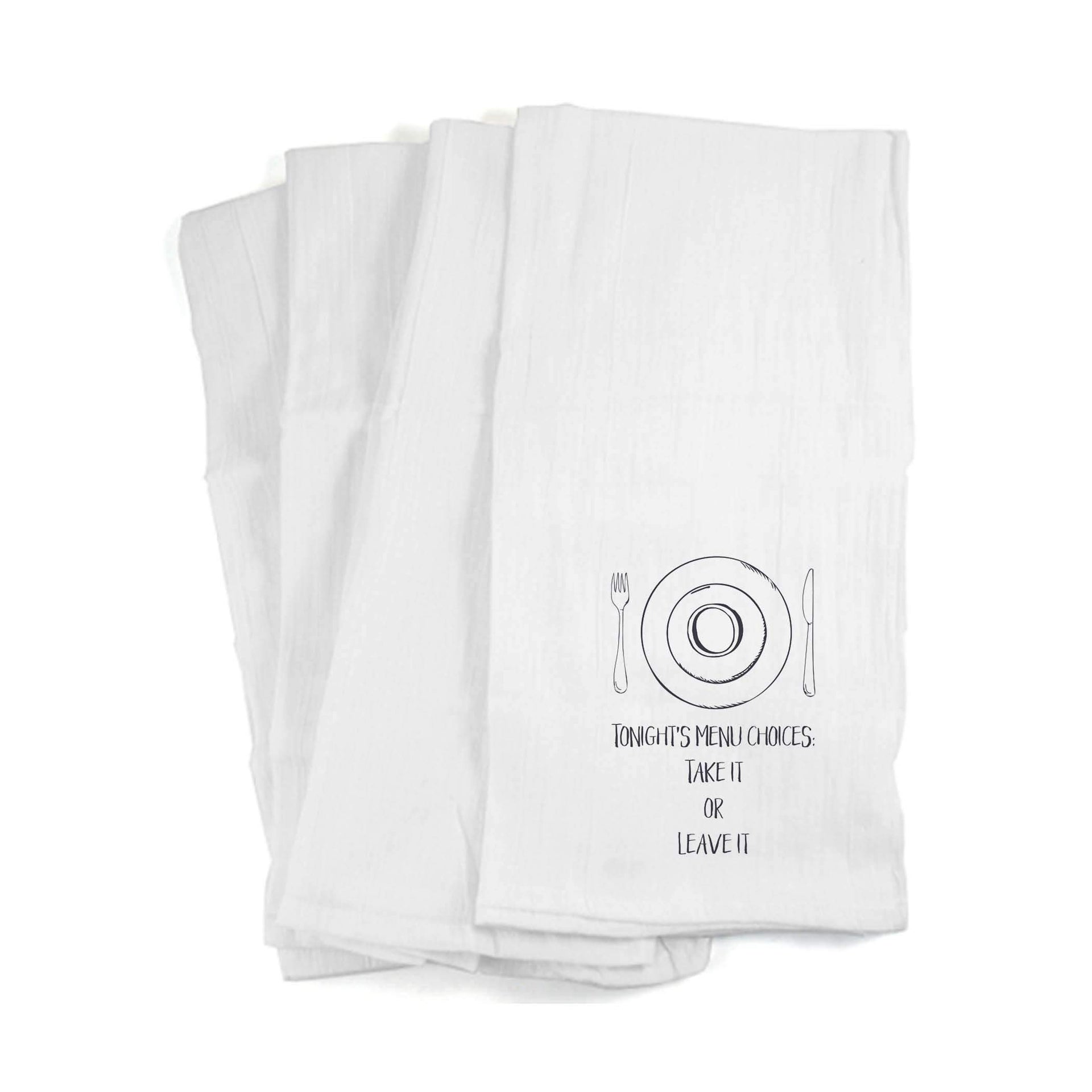 Kitchen towel custom printed with a plate and monogram initial design.