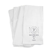 Kitchen towel custom printed with a plate and monogram initial design.