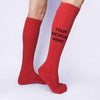 Custom printed sports knee high socks personalized with your own text or design or logo available in four colors.