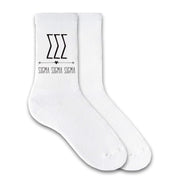 Sigma Sigma Sigma sorority letters and name custom printed on crew socks