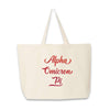 Alpha Omicron Pi sorority name custom printed on canvas tote bag
