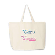 Delta Gamma sorority name custom printed on canvas tote bag