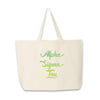 Alpha Sigma Tau sorority name custom printed on canvas tote bag