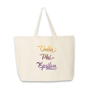 Delta Phi Epsilon custom printed on canvas tote bag