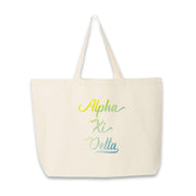 Alpha Xi Delta sorority custom printed on canvas tote bag