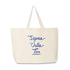 Sigma Delta Tau sorority name custom printed on canvas tote bag
