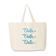 Delta Delta Delta sorority name custom printed on canvas tote bag
