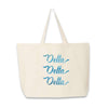 Delta Delta Delta sorority name custom printed on canvas tote bag